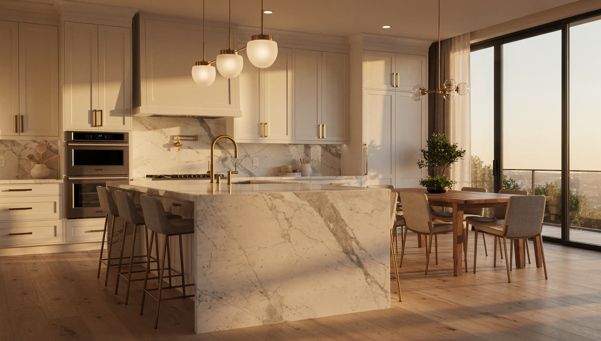 Elegant modern kitchen and dining area